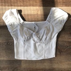 Garage white milkmaid top